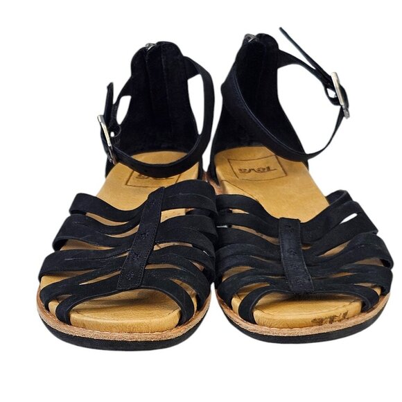 Teva Womens Encanta Sandals Black Leather Size 6 Ankle Strap Outdoor Summer - Picture 3 of 11
